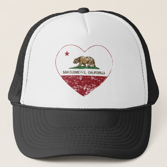 california flag san clemente heart distressed trucker hat (Front)