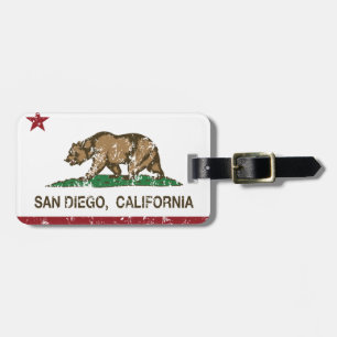 california flag san diego distressed luggage tag