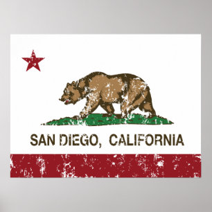 california flag san diego distressed poster