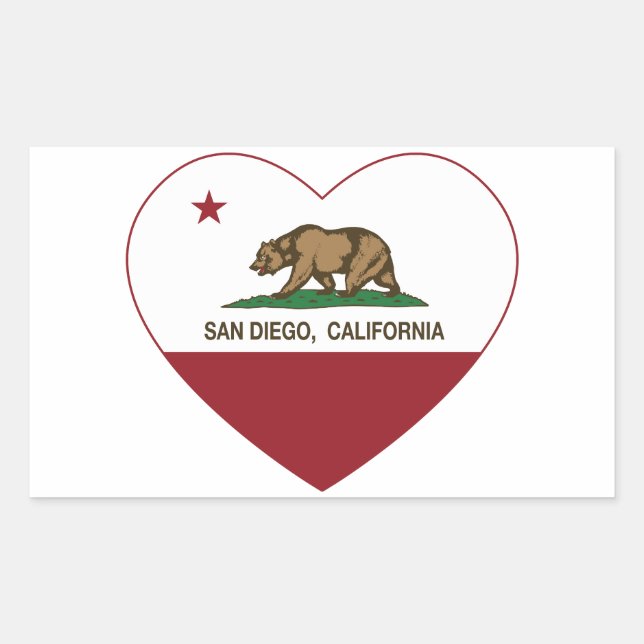 california flag san diego heart rectangular sticker (Front)