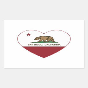 california flag san diego heart rectangular sticker