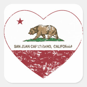 california flag san juan capistrano heart dist square sticker