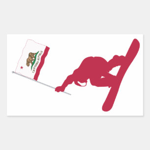 California Flag Snowboard Rectangular Sticker