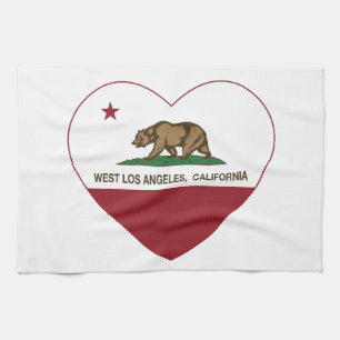 california flag west los angeles heart tea towel