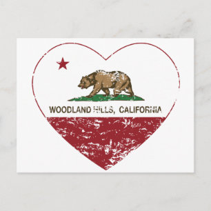 california flag woodland hills heart distressed postcard