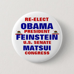 California for Obama Feinstein Matsui 6 Cm Round Badge