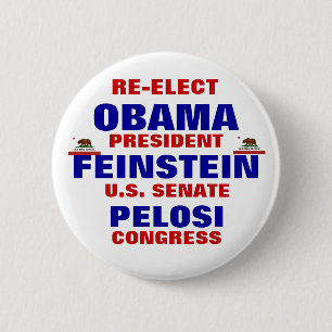 California for Obama Feinstein Pelosi 6 Cm Round Badge