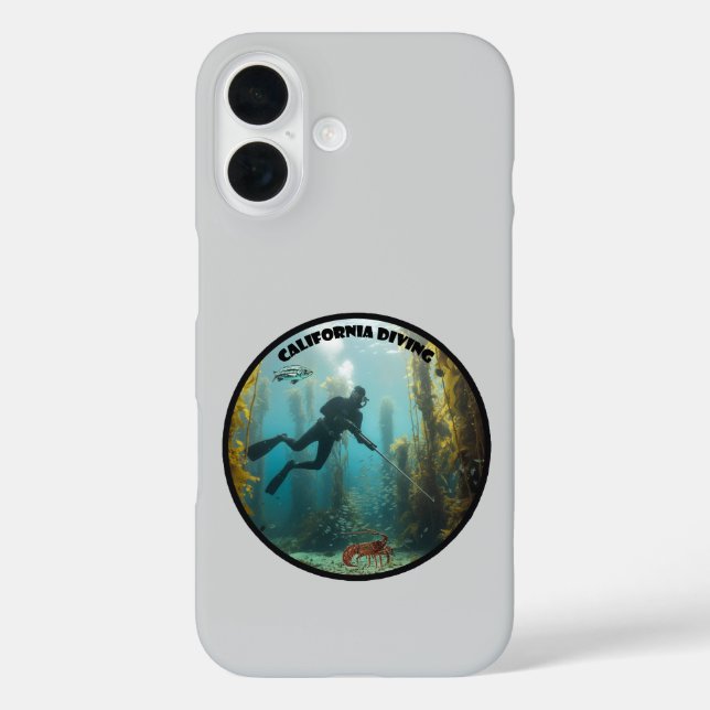 California Freediving Diver with Fish and Kelp URM Case-Mate iPhone Case (Back)
