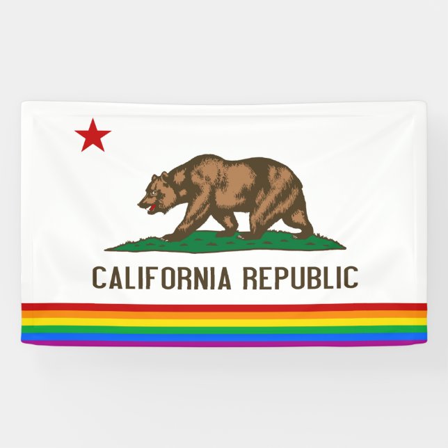 California Gay Pride Flag Banner (Horizontal)