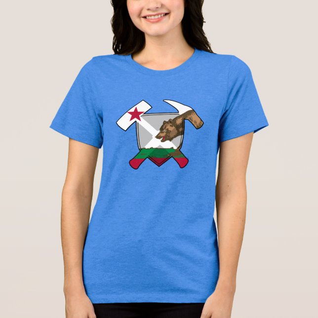 California Geologist- Rock Hammer and Shield Tri-Blend Shirt (Front)