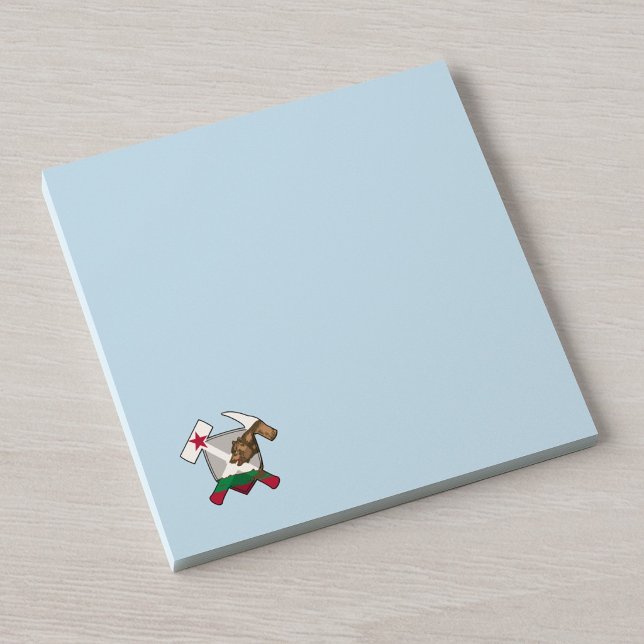 California Geologist's Rock Hammer Flag Logo Post-it Notes (Desk View)