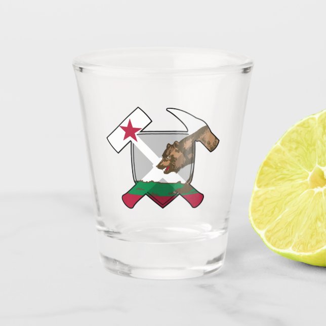 California Geologist's Rock Hammer Logo Shot Glass (Front)