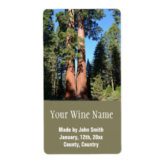 California giant sequoia tree wine labels.