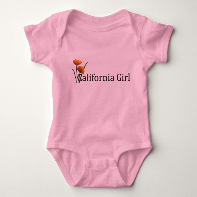 California Girl Poppies 2 Infants Baby Bodysuit (Front)