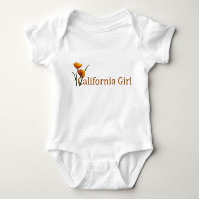 California Girl Poppies Infant Baby Bodysuit (Front)