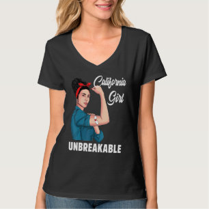 California Girl Unbreakable State Map Flag Souveni T-Shirt