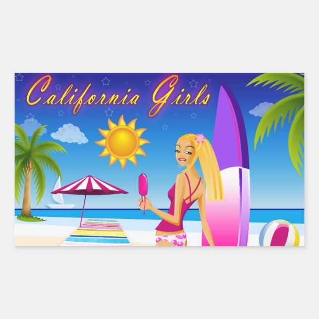 California Girls Rectangular Sticker (Front)