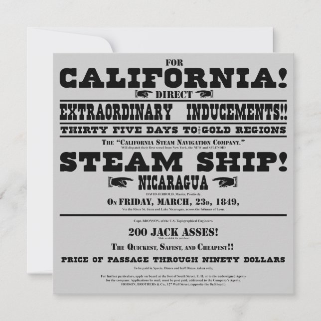 California Gold Rush Handbill (Front)