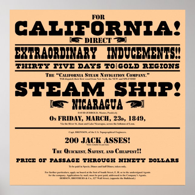 California Gold Rush Handbill Poster (Front)