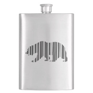 CALIFORNIA GOLDEN BEAR BAR CODE Pattern Design Hip Flask