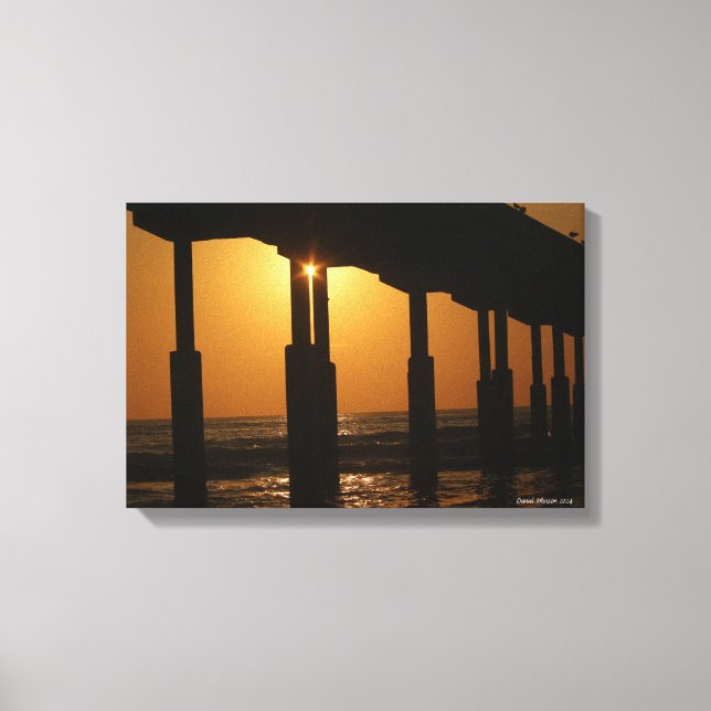 California Golden Sunset Ocean Beach Pier Canvas Print (Front)