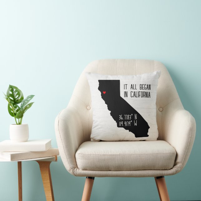 California GPS Coordinates with Heart Cushion (Chair)