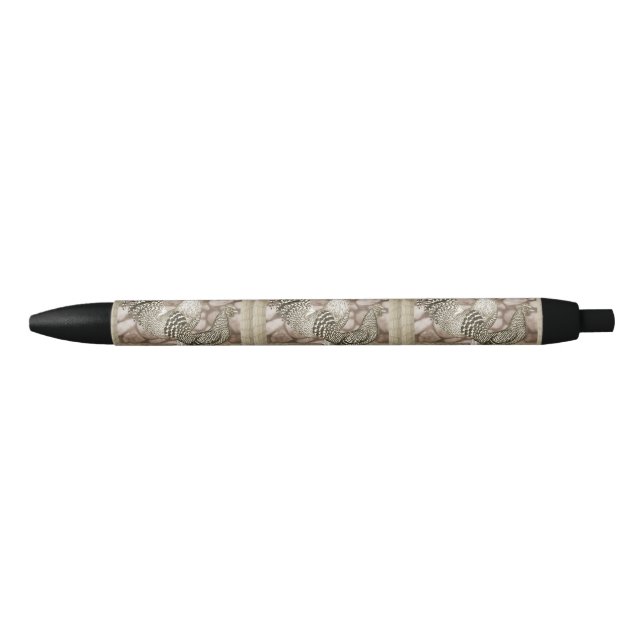 California Grey Chickens Black Ink Pen (Front)