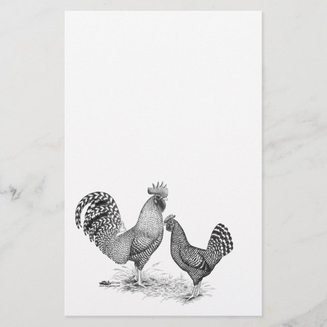 California Grey Rooster and Hen Stationery (Front)