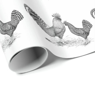 California Grey Rooster and Hen Wrapping Paper