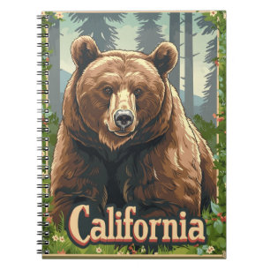 California Grizzly Brown bear Vintage Notebook