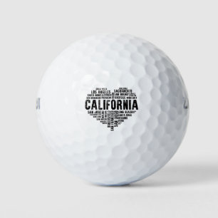 California Heart Love LA San Francisco San Diego Golf Balls
