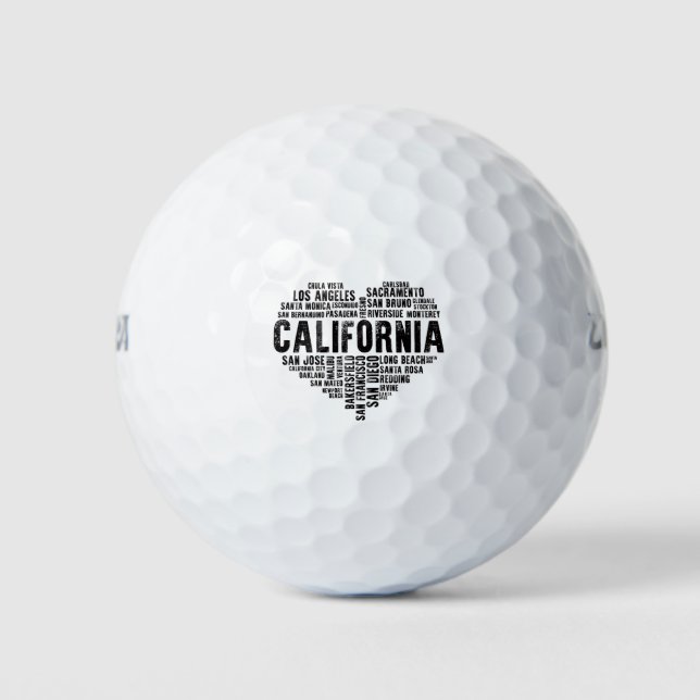 California Heart Love LA San Francisco San Diego Golf Balls (Front)