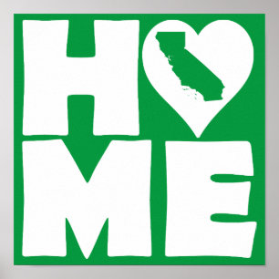 California Home Heart State Poster Sign