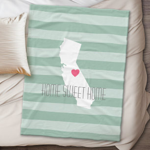 California Home State Love with Custom Heart Fleece Blanket