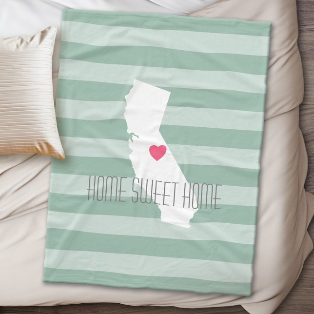 California Home State Love with Custom Heart Fleece Blanket (California Personalized Fleece Blanket)