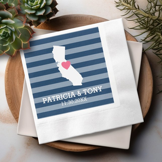 California Home State Love with Custom Heart Napkin (Custom Napkin)