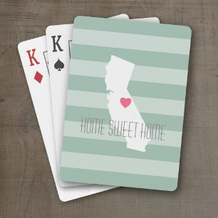 California Home State Love with Custom Heart Playing Cards