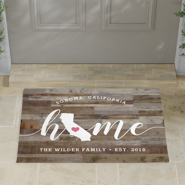 California Home State Personalised Wood Look Doormat (Creator Uploaded)