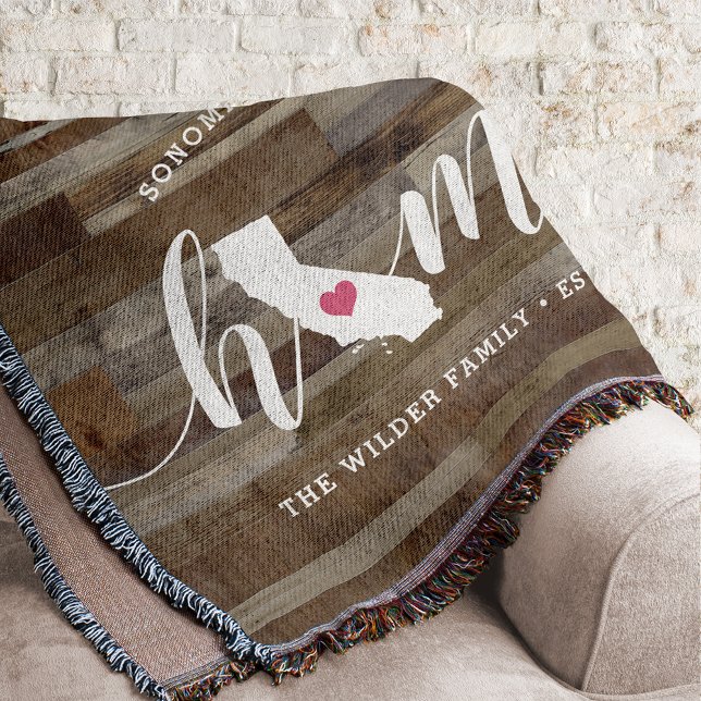 California Home State Personalised Wood Look Throw Blanket (Creator Uploaded)