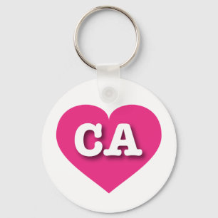 California Hot Pink Heart - I love CA Key Ring