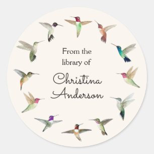 California Hummingbirds Book Plate Classic Round Sticker