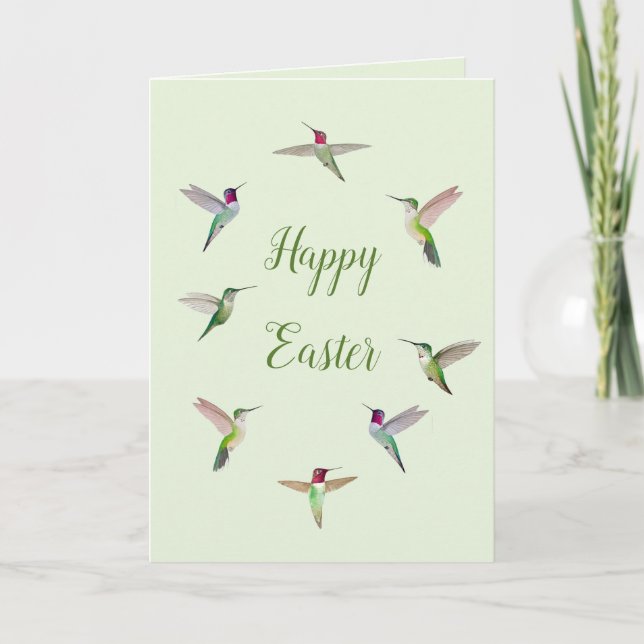 California Hummingbirds Happy Easter Card (Front)