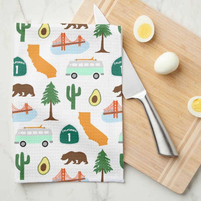 California Icons Tea Towel (Quarter Fold)