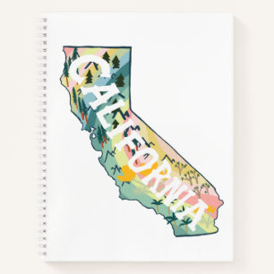 California Illustrated Map Colourful Cute Notebook