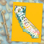 California Illustrated Map Postcard<br><div class="desc">Check out this colourful state map drawing.
 
 Visit my shop for more states and more matching items!</div>