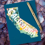 California Illustrated Map Postcard<br><div class="desc">Check out this colourful state map drawing.
 
 Visit my shop for more states and more matching items!</div>