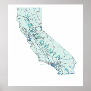 California Interstate Map Print