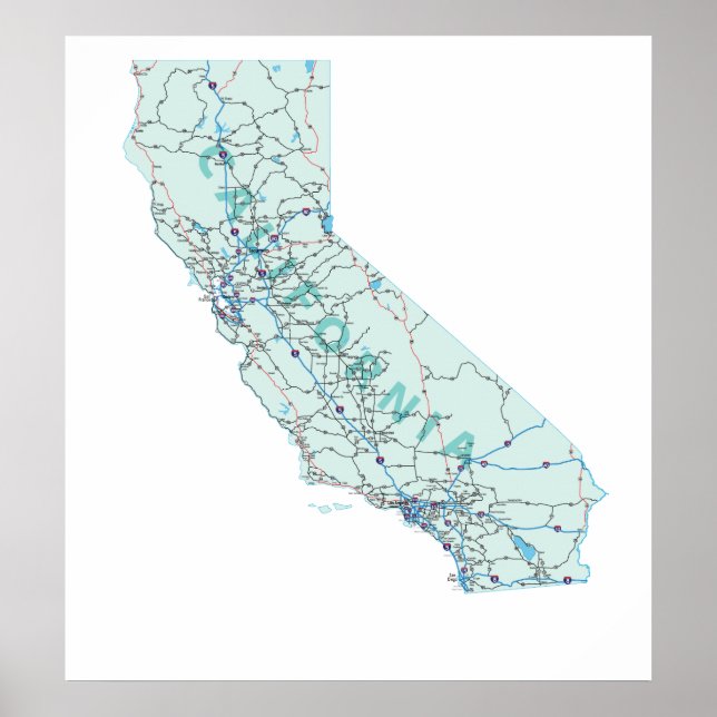 California Interstate Map Print (Front)