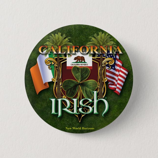 California Irish Pride 6 Cm Round Badge (Front)