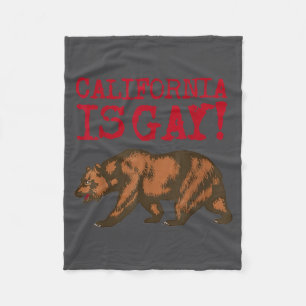 California Is Gay Funny Bear Saying Quote Lgbt Men Fleece Blanket